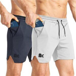 Mens 5 Inch Gym Shorts 2 Pack Lightweight Quick Dry Running Workout Shorts